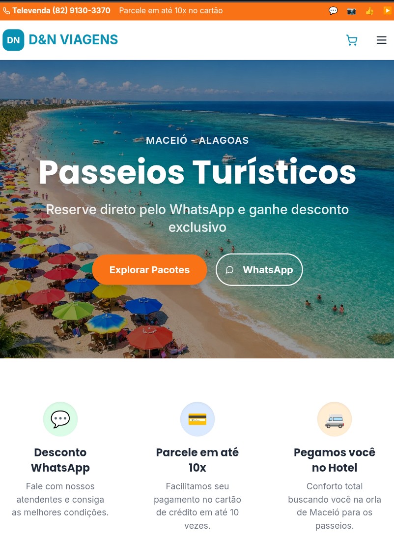 Loja virtual DN Viagens — pacotes de viagem com Pix