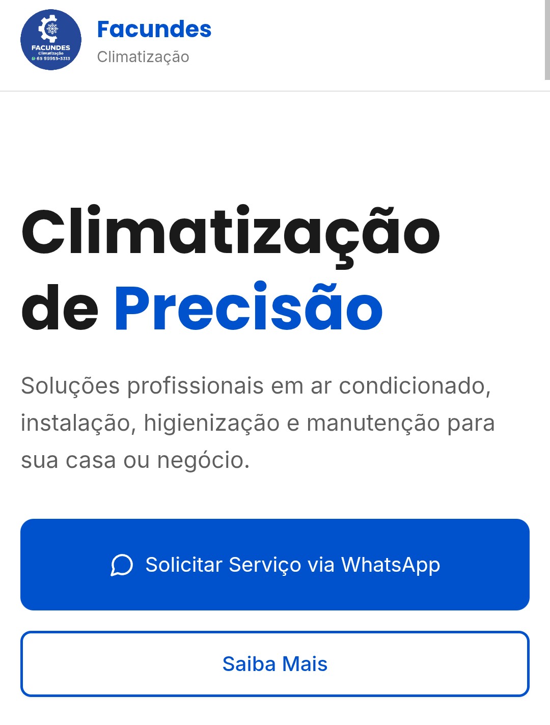 Site da Facundes Climatização — ar-condicionado