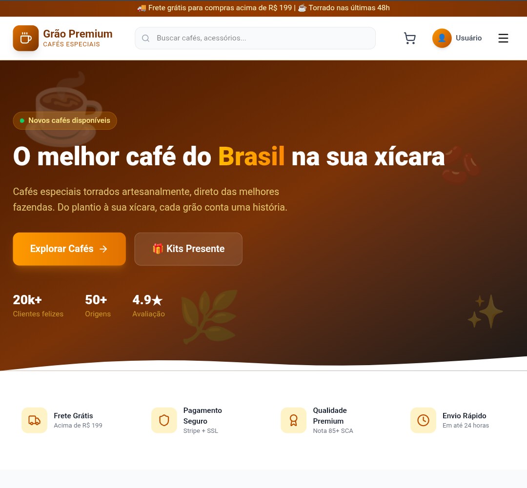Loja virtual Grão Premium — cafés especiais