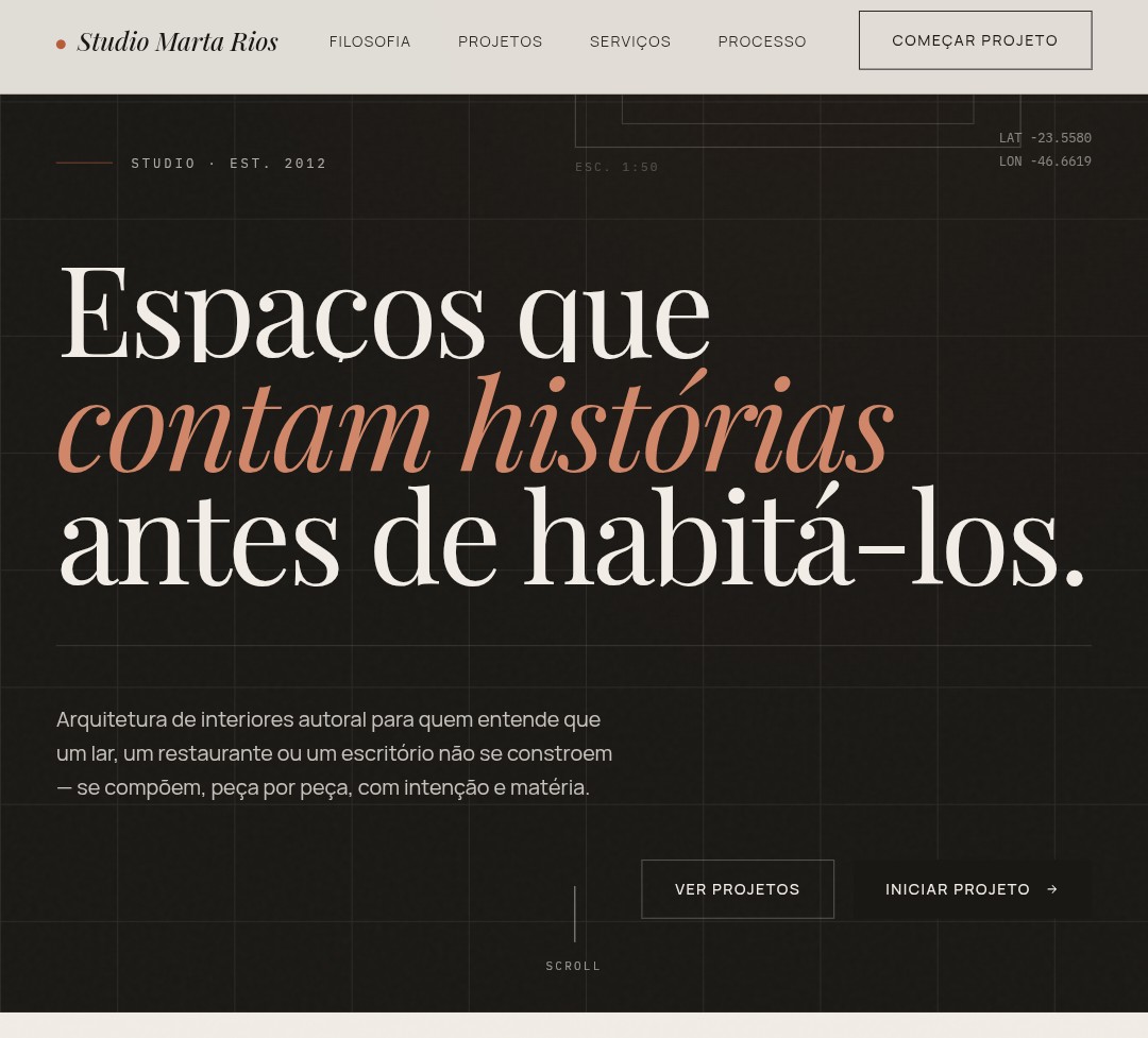 Landing page Studio Marta Rios — arquitetura