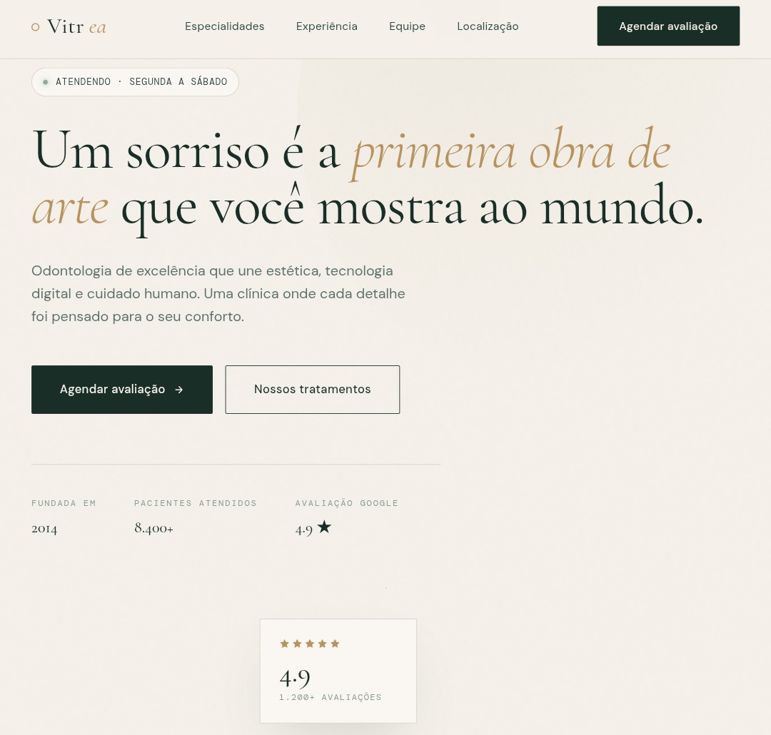 Landing page Clínica Vitrea — odontologia
